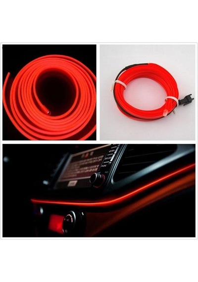 Ip Neon Led Araç Içi Torpido Led Fitilli Ip Led 2 Metre Kırmızı