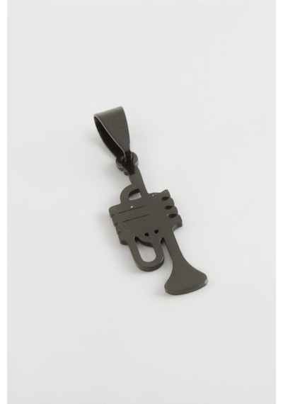 Trompet - 160 - Çelik Kolye Ucu - Glblseme - 3 Cm-siyah Çok renkli