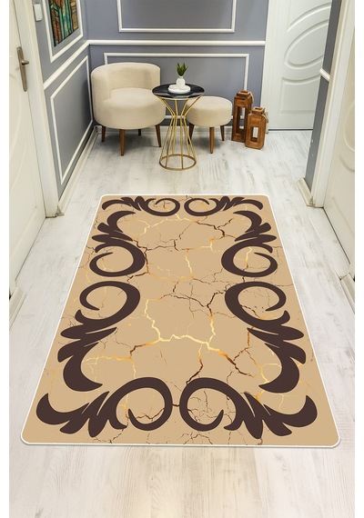 Modern Desenli Dijital Baskı Kaymaz Taban Halı H0181 Renkli