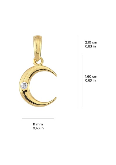 Goldkupe 14 Ayar Altın Taşlı Ay Kolye Ucu 0,50 Gr-3343