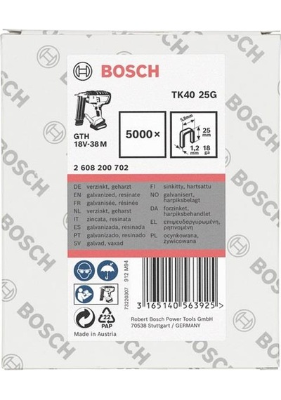 Bosch Tk40 25g Dar Zımba Teli 5,8x25 Mm 2608200702