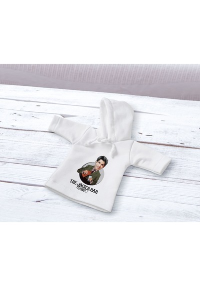 BK Gift Kişiye Özel Karikatürlü 3D Ahşap Biblo ve Beyaz Mini İçki