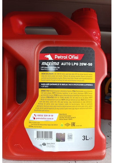 Petrol Ofisi Auto LPG 20W-50 Motor Yağı 3 L