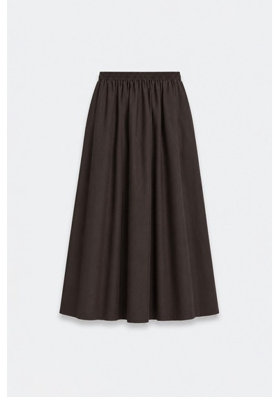 Suud Collection Kahverengi Day Poplin Kloş Etek Kahve