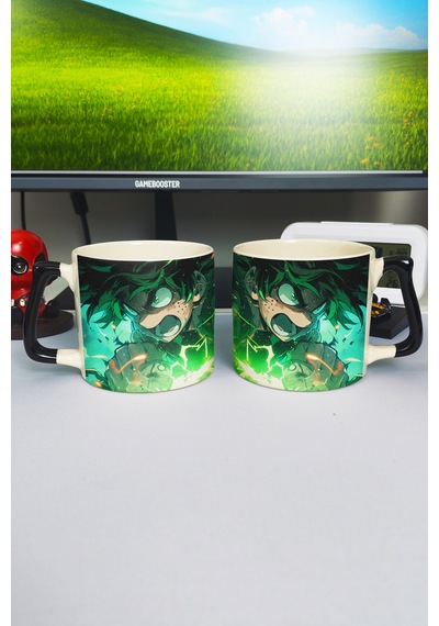 My Hero Academia Anime Baskılı Seramik Lüks Kupa 1 Adet Özel Siyah Kulp Dalga Kulp V3d Çok Renkli
