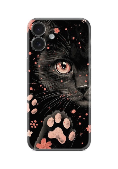 Apple iPhone Uyumlu Apple iPhone Uyumlu 16 Kılıf Boutique Baskılı Resimli Kara Kedi Pcode -085