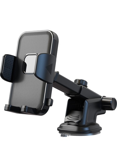 Araç İçi Otomatik Telefon Tutucu Cam Ve Torpido İçin Premium Versiyon 360 Vantuzlu Ayarlı, Siyah