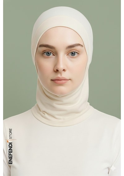Nf Nd Enefendi Boyunluklu Spor Bone Krem Tesettür Hijab Geçmeli Hazır Bone Rahat Ve Şık Penye Kullanım