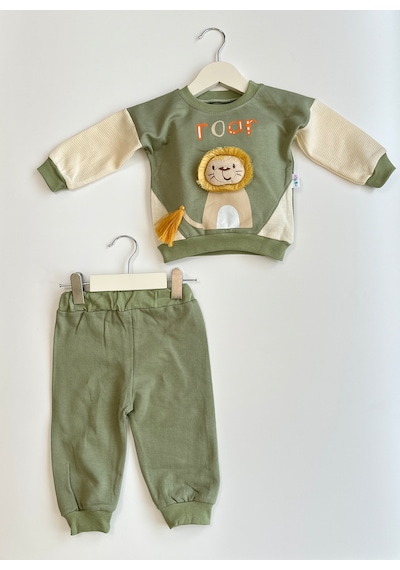 Bellamio Kids Yeleli Aslan Nakışlı Erkek Bebek Yeşil Takım Yeşil
