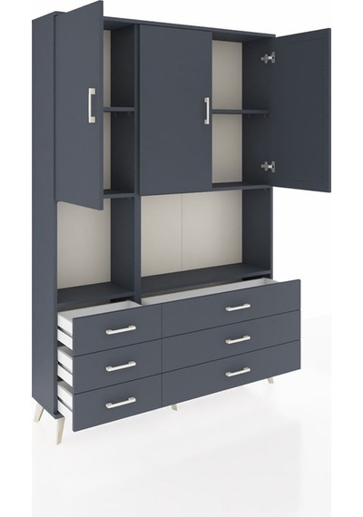 Arges Dolap 6 Raflı 6 Çekmeceli 3 Kapaklı 132x30x195 Antrasit-antrasit/antrasit Antrasıt/antrasıt Arges Dolap 6 Raflı 6 Çekmeceli 3 Kapaklı 132x30x195 Antrasit-antrasit/antrasit Antrasıt/antrasıt