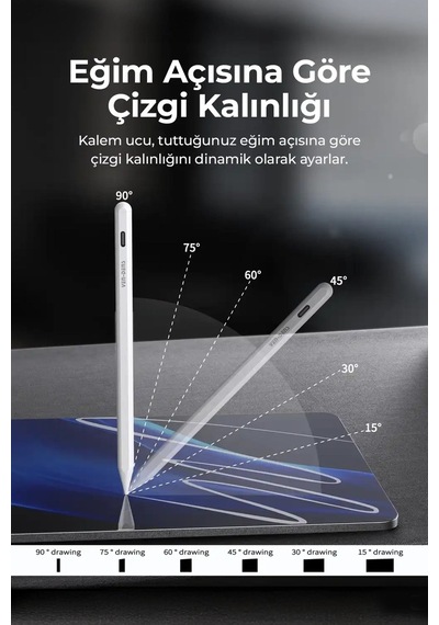 Ven-dens Vd-sp004 Apple Uyumlu iPad Ve Android Uyumlu Manyetik Tablet Kalemi, Type-c Şarjlı, Metal Gövde, Beyaz