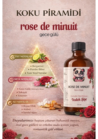 Rosie Rose De Minuit Çubuklu Oda Kokusu Yedek Şişe 250 Ml Gece Gülü Aromalı Yedek Şişe Fresh