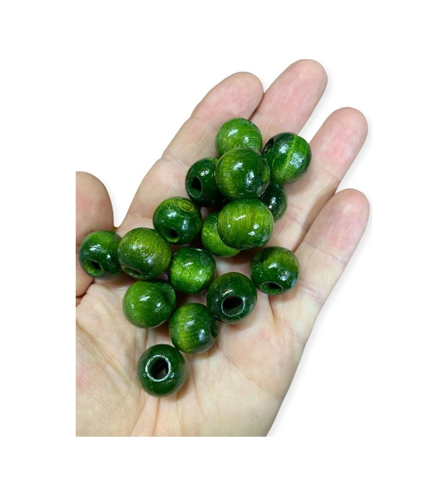 18 Mm Haki Renk Ahşap Boncuk - 25 Adet