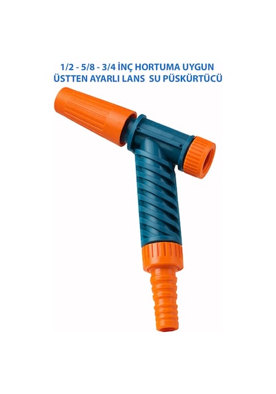 Lans Üstten Ayarlı Su Fıskiyesi 1/2 - 5/8 - 3/4 İnç Hortum Uyumlu, Hortum Ucu, Lans Araç Yıkama Ve Bahçe Sulama Aparatı Ayarlanabilir Su Püskürtme Hortum Ucu