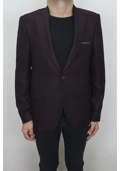 Dmctekstil Duayen Erkek İtalyan Kesim Dar Kalıp Tek Düğme Yazlık Blazer Ceket Bordo