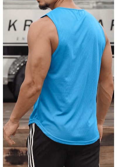 Genius Store Erkek Sporcu Atleti Sıfır Kol Tişört Fitness Gym Antrenman Tişörtü Ter Tutmayan Atlet Sıfırkol-2026 Mavi