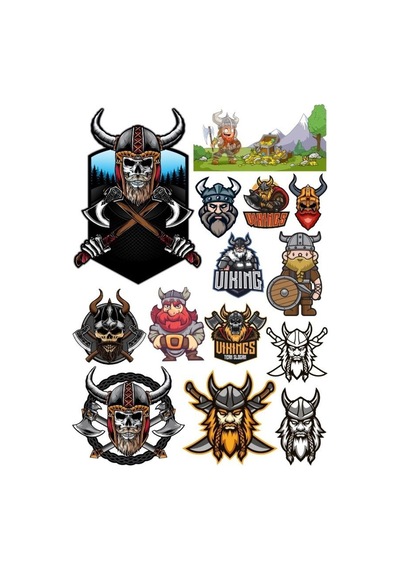 Vikings İsklelet Ve Savaşçı Sticker Set 17 Parça Telefon, Tablet, Defter, Laptop Sticker