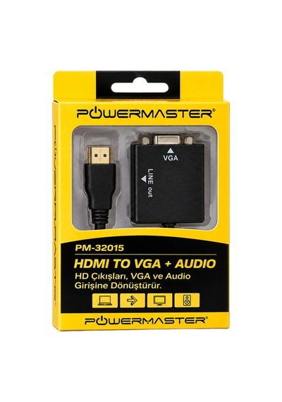 Powermaster Pm-32015 Hdmı To Vga + Audio Ses Destekli Aktif Dönüştürücü Çevirici Adaptör