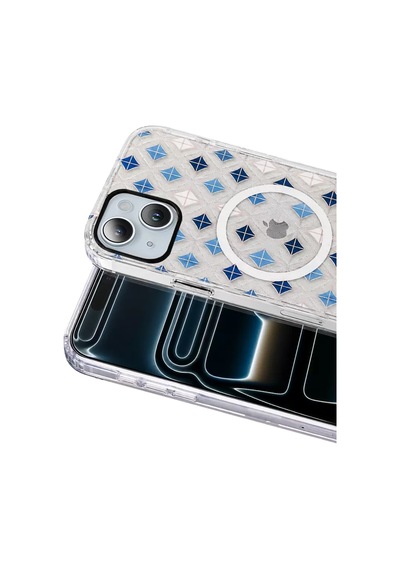 Onegif Apple İphone 15 Desina Magsafe Kapak - Desen 4 Mavi