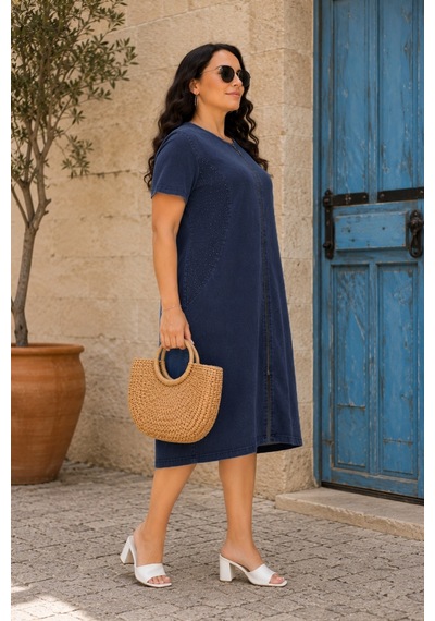 Cedy Denim Cedy Denım - Büyük Beden - Kadın Fermuarlı Taş Ve Dantel Detaylı Vintage Elbise C409 Lacivert Cedy Denim Cedy Denım - Büyük Beden - Kadın Fermuarlı Taş Ve Dantel Detaylı Vintage Elbise C409 Lacivert