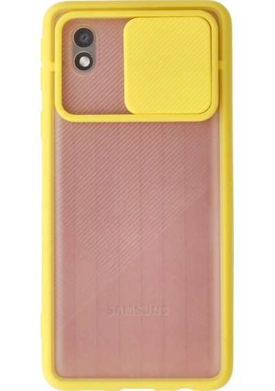 Samsung Galaxy A01 Core Kılıf Palm Buzlu Kamera Sürgülü Silikon - Sarı
