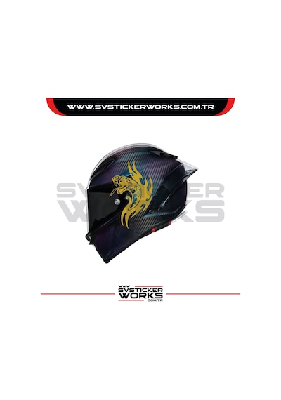 Yılan Sticker Kask Sticker Kasklar Uyumlu Tek Yön 1 Adet Altın