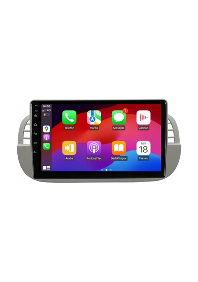 Fiat 500 Araç Multimedya Android Ekran Carplay Navigasyon Double Teyp 2+32 9" 08-15 White Cadence