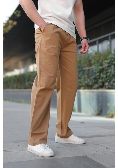 Madmext Camel Bol Paça Beli Bağlamalı Erkek Pantolon E7403