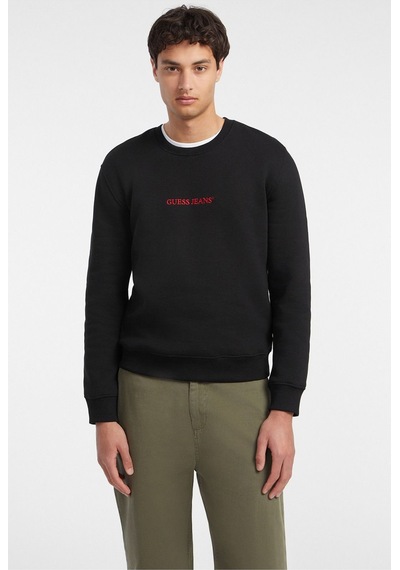 Guess Erkek Gj Cn Önde Logo Sweatshirt - Siyah Siyah