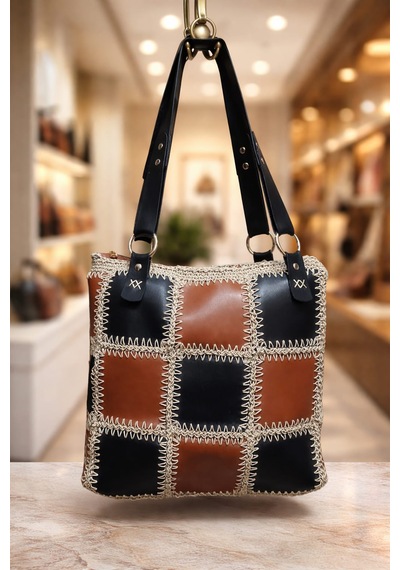 İlkecantadunyasi İlke Çanta Dünyası El Yapımı Patchwork Taba-siyah Deri Büyük Boy Tote El - Omuz Çantası Taba - Siyah İlkecantadunyasi İlke Çanta Dünyası El Yapımı Patchwork Taba-siyah Deri Büyük Boy Tote El - Omuz Çantası Taba - Siyah