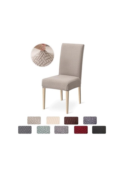 Likrali Kümaş Desenli Sandalye Örtüsü, Lastikli, Esnekli Sandalye Kılıfı 6li Taş - 241171407 Taş
