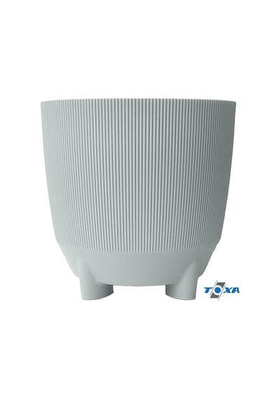 Luna Saksı Çizgili Dekoratif Ayaklı 1 Adet, Gri, 5 Litre