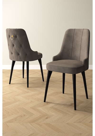 Mabel Siyah Mermer Desen 80x132 Açılabilir Yemek Odası Takımı 4 Sandalye, 1 Bench Cappucino