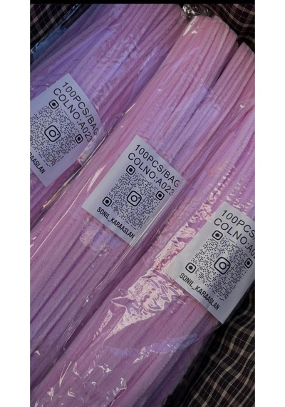 Şönil 100 Lü Pembe A023 Renk Kod 30 Cm - Yoğun Tüylü Hobi Çubuğu Tel El İşi 100 Lü Paket