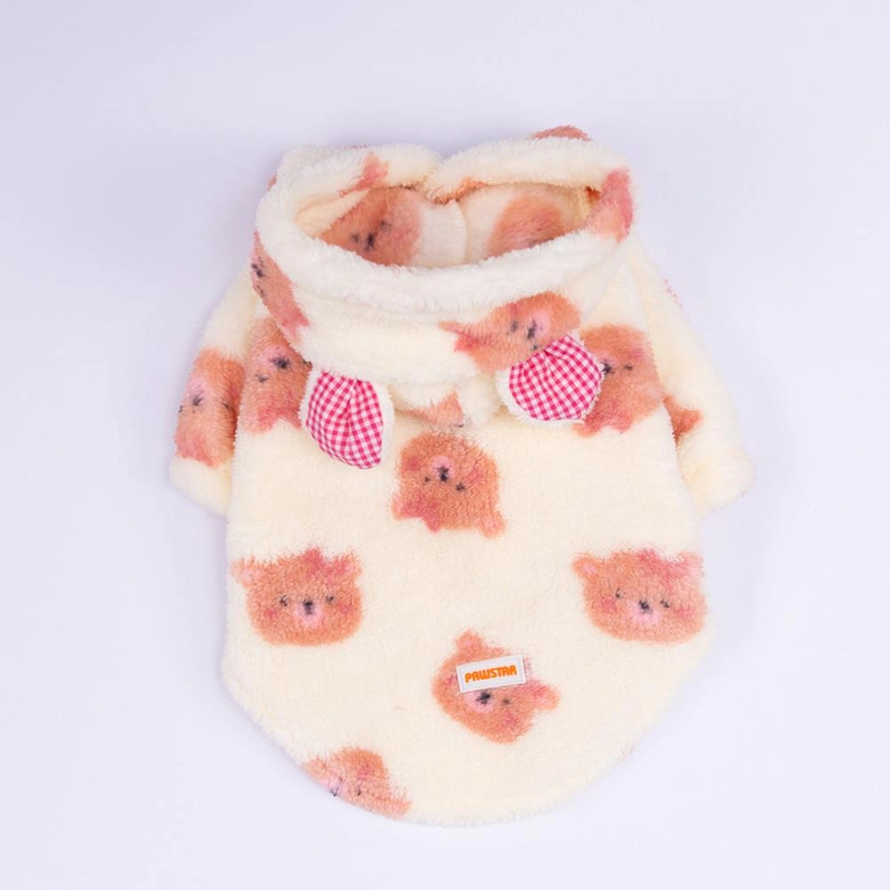 Somon Sapporobear Hoodie Ayı Desenli Kulaklı Peluş Köpek Kıyafeti Kedi Kıyafeti Köpek Sweati