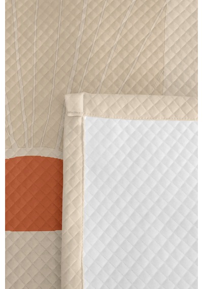Minimal Güneş Ekru Genç Odası Tek Kişilik Boho Pike Takımı-modern 160x220cm Kapitone Yatak Örtüsü Keten Toprak Dengesi