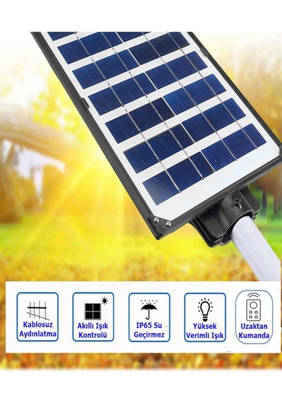 200w Güneş Enerjili Sokak Lambası Bahçe Aydınlatması Kumandalı Sensörlü Heroled Solar Sokak Armatürü