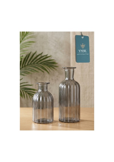 Chacha Home Luxury Nordıc 2 'li Minimalist İthal Dekor Cam Vazo Füme