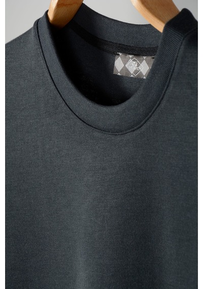 Antrasit Oversize Bisiklet Yaka T-shirt Koyu Gri