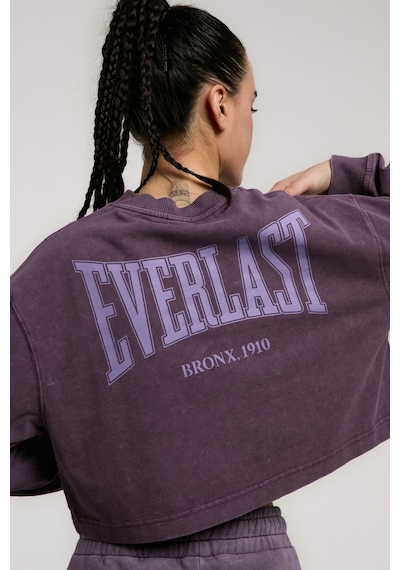 Everlast Bronx 1910 Oversize Mor Crop Uzun Kollu Kadın Tişört Mor