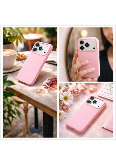 Apple Uyumlu iPhone 17 Pro Max Kılıf Renkli Lansman İçi Kadife Yumuşak Kamera Yükseltili Silikon Pembe
