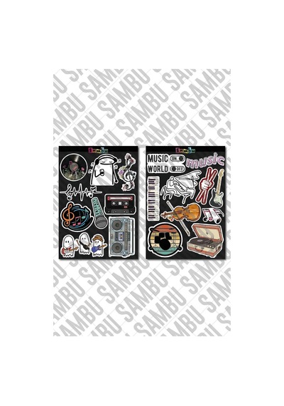 Müzik Temalı Sticker Etiket Seti - Music Sticker - Laptop Notebook Telefon
