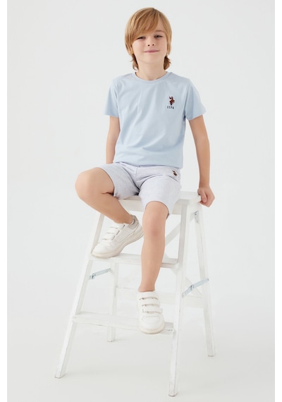 U.S. Polo Assn Light Blue Gri Erkek Çocuk Bermuda Takım Gri