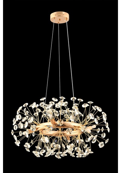 Gloria 60'lık Gold Kristal Taşlı Modern Tasarım Salon Avize