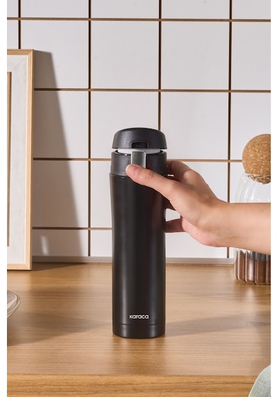 Karaca Pluton Çelik Sızdırmaz Termos Siyah 450 ml
