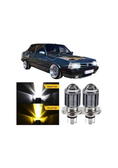 Tofaş Şahin Doğan Kartal 131 Uyumlu Mercekli Far Ampulü Led Xenon Çift Renk Sarı-beyaz Far Şimşek E Csp Led Lamba LED Far 53900406