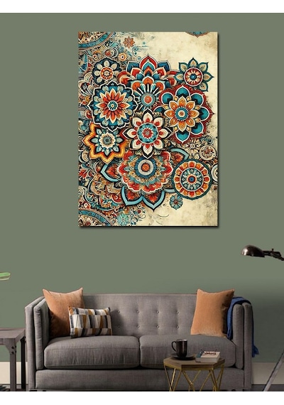 Kanvas Tablo Renkli Mandala Deseni 70cmx100cm