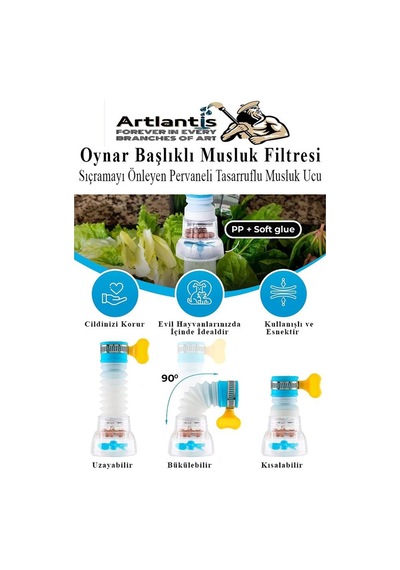 Oynar Başlıklı Musluk Filtresi 3 Adet Musluk Başlıgı Sıçramayı Önleyen Pervaneli Tasaruflu Batarya Ucu Mutfak Banyo