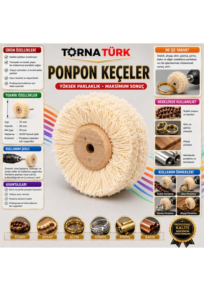 Ponpon Keçe - Dış Çap 100 Mm Beyaz