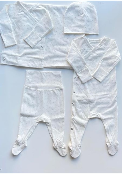 Key Kıds Bej Puantiye Hastane Çıkışı Seti Newborn 0-3 Ay Çok Renkli